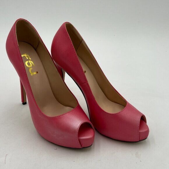 FSJ Women Platform Pumps Peep Open Toe Slip-on Stiletto High Heel Dress Shoes Of - Picture 3 of 7